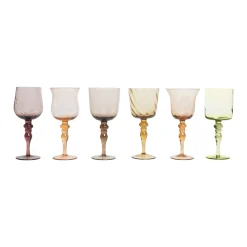 Bicchieri-Bitossi Home Set 6 Calici Forme Assortite - Texture Nuance Ambra/Rosa