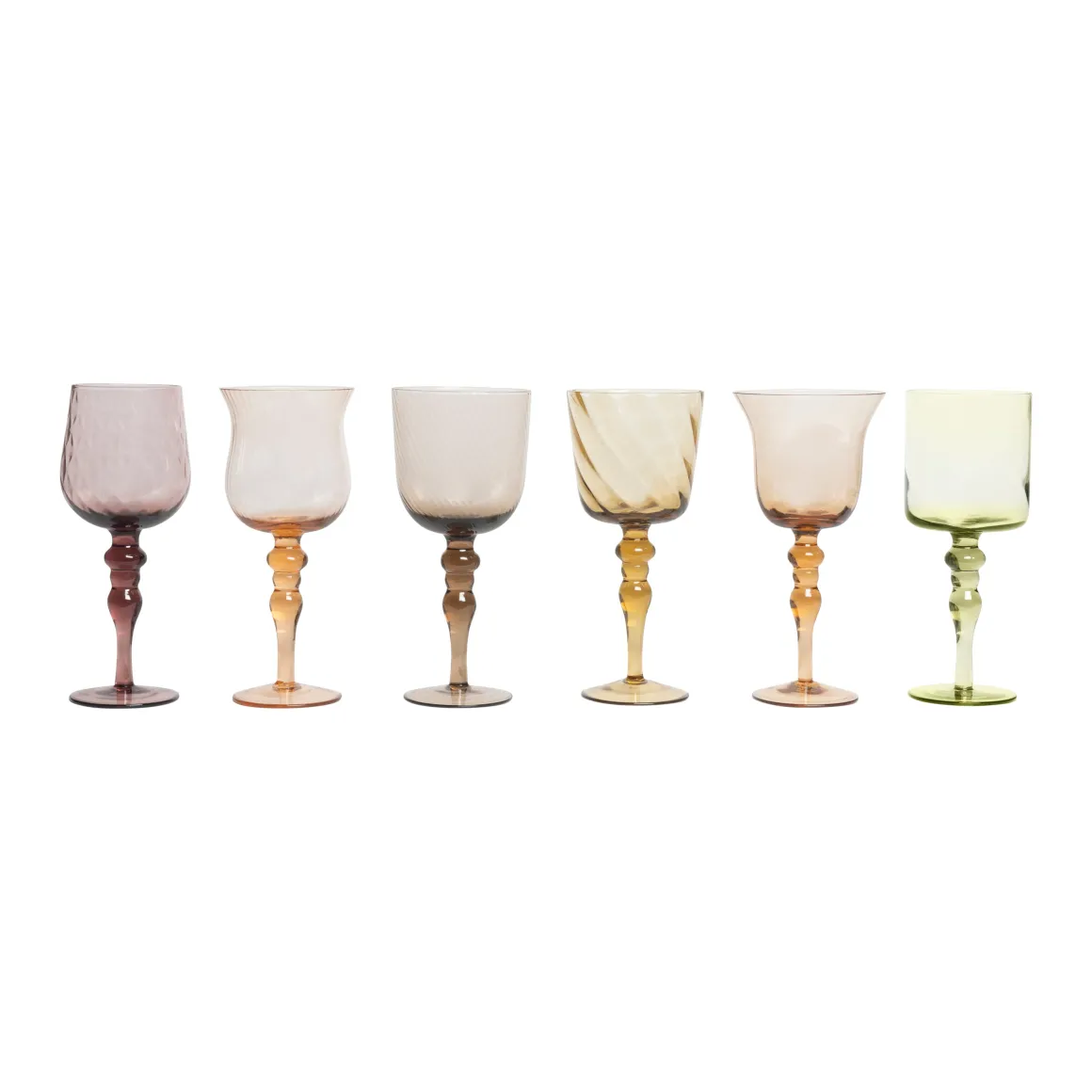 Bicchieri-Bitossi Home Set 6 Calici Forme Assortite - Texture Nuance Ambra/Rosa