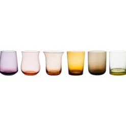 Bicchieri-Bitossi Home Set 6 Tumbler Forme Assortite Nuances Ambra/Rosa